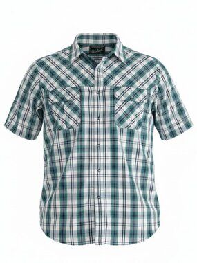 WOOLRICH green Plaid Short Sleeve Button-Up Shirt Outdoor Casual men’s L